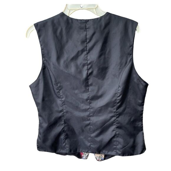Vintage One Resource size M silk faux patchwork button front vest - Picture 2 of 6